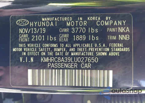 2020 Hyundai Venue Sel z USA, uszkodzony, nr VIN KMHRC8A39LU027650